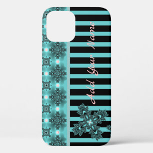 Artdeco Flowers in Retro Style , Add Your Name iPhone 12 Pro Case
