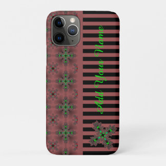 Artdeco Flowers in Retro Style , Add Your Name iPhone 11 Pro Case