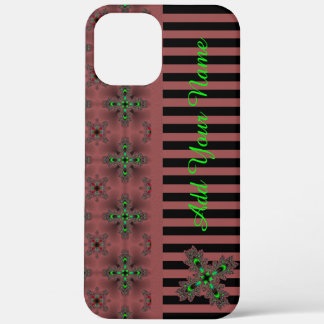 Artdeco Flowers in Retro Style , Add Your Name iPhone 12 Pro Max Case
