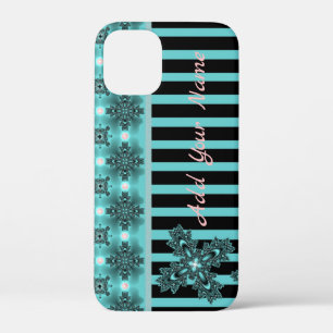 Artdeco Flowers in Retro Style , Add Your Name iPhone 12 Mini Case