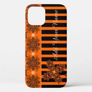 Artdeco Flowers in Retro Style , Add Your Name iPhone 12 Pro Case