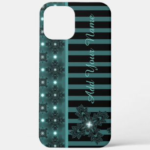 Artdeco Flowers in Retro Style , Add Your Name iPhone 12 Pro Max Case