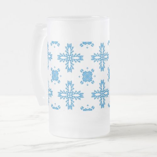 Artdeco Flowers in Retro Style Frosted Glass Beer Mug