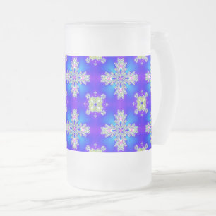 Artdeco Flowers in Retro Style Frosted Glass Beer Mug