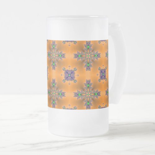 Artdeco Flowers in Retro Style Frosted Glass Beer Mug