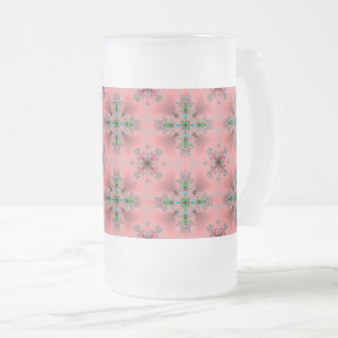 Artdeco Flowers in Retro Style Frosted Glass Beer Mug