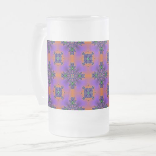 Artdeco Flowers in Retro Style Frosted Glass Beer Mug