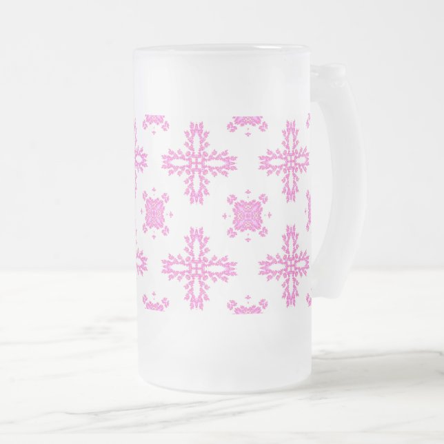 Artdeco Flowers in Retro Style Frosted Glass Beer Mug (Front Right)