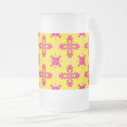 Artdeco Flowers in Retro Style Frosted Glass Beer Mug