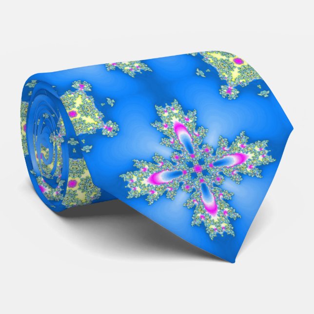 Artdeco Flowers in Retro Style Neck Tie (Rolled)