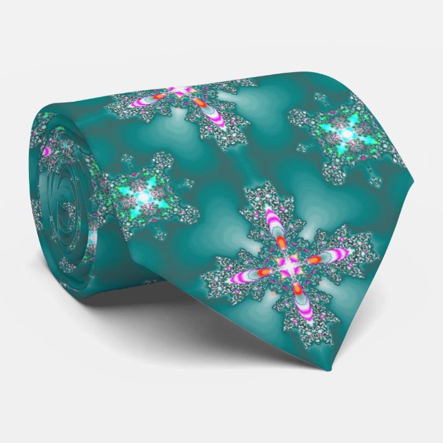 Artdeco Flowers in Retro Style Neck Tie (Rolled)