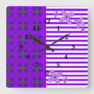 Artdeco Flowers in Retro Style Square Wall Clock