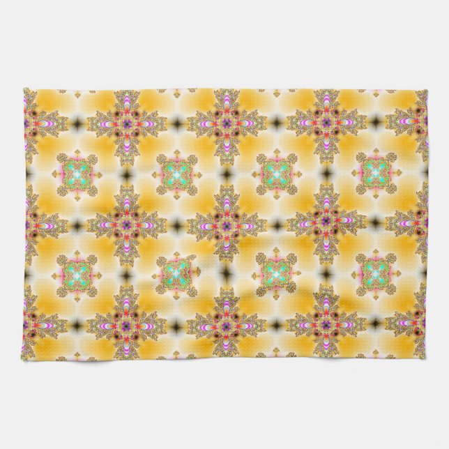 Artdeco Flowers in Retro Style Towel (Horizontal)
