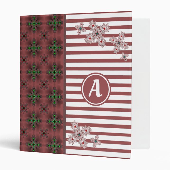 Artdeco Flowers in Retro Style with monogram 3 Ring Binder (Front/Inside)
