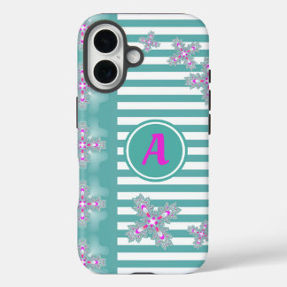 Artdeco Flowers in Retro Style with monogram iPhone 16 Case