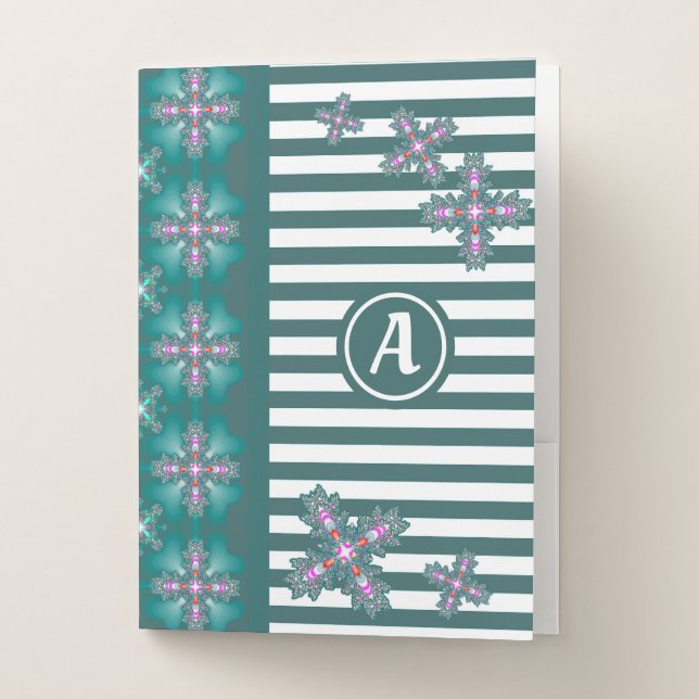 Artdeco Flowers in Retro Style with monogram Pocket Folder (Front)