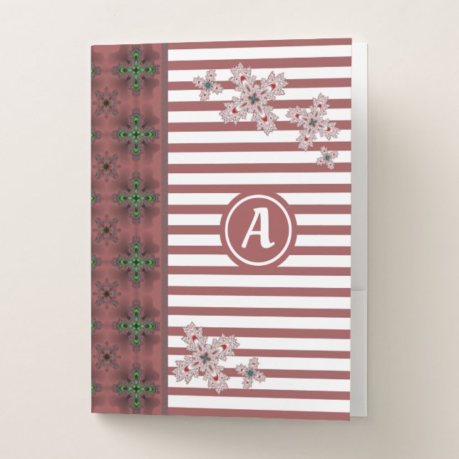 Artdeco Flowers in Retro Style with monogram Pocket Folder (Front)