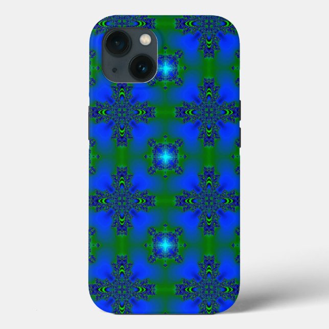 Artdeco in Retro Style grün blau und sterne Case-Mate iPhone Case (Back)