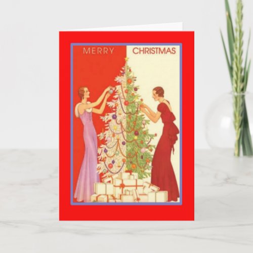 ArtDecoLadiesChristmas_GreetingCard Holiday Card