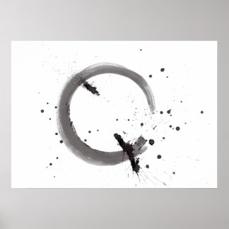 Arte abstrata preto e branco em aquarela poster