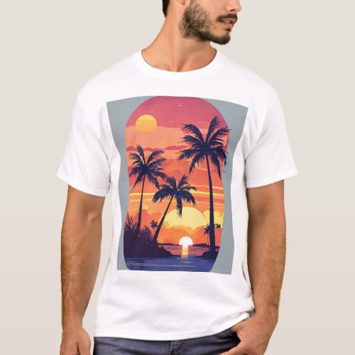 Arte para Design de Camiseta Casa com Coqueiro e  T_Shirt