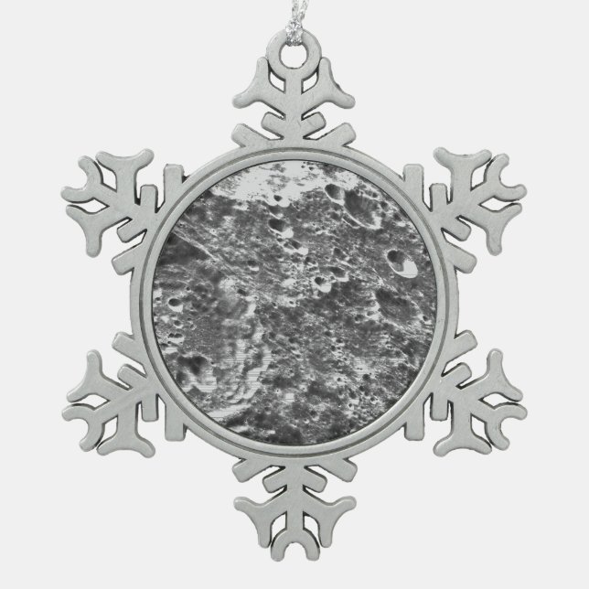 Artemis 1 Moon Mission Lunar Image Snowflake Pewter Christmas Ornament (Front)