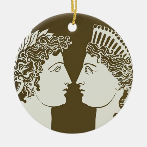 Artemis and Apollo Ceramic Ornament