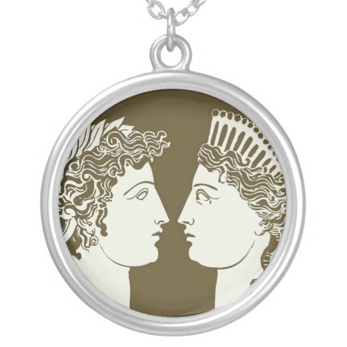 Artemis and Apollo Silver Plated Necklace