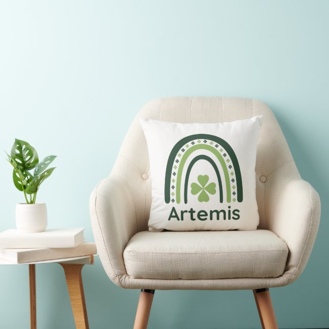 Artemis Clover Boho Rainbow Throw Pillow (Chair)