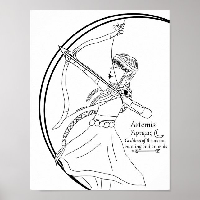 Artemis Coloring Page Print (Front)