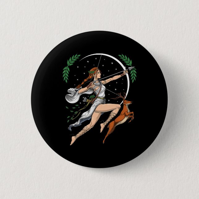 Artemis Greek Goddess Of Hunting Ancient Greece My Button (Front)