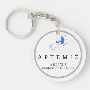 Artemis Greek Goddess of Moon Hand Holding Moon Keychain