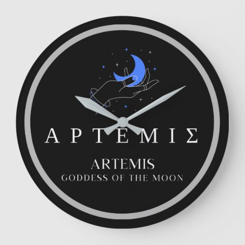 Artemis Greek Goddess of Moon Hand Holding Moon Large Clock