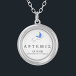 Artemis Greek Goddess of Moon Hand Holding Moon Silver Plated Necklace<br><div class="desc">Fun design perfect for the ancient Greek enthusiast who loves mythology! It can also be given as a birthday or Christmas gift to your girlfriend, wife, daughter, mother or anyone else on your gift list who loves Greek mythology! Add some style to your wardrobe with this cute Artemis Greek Goddess...</div>