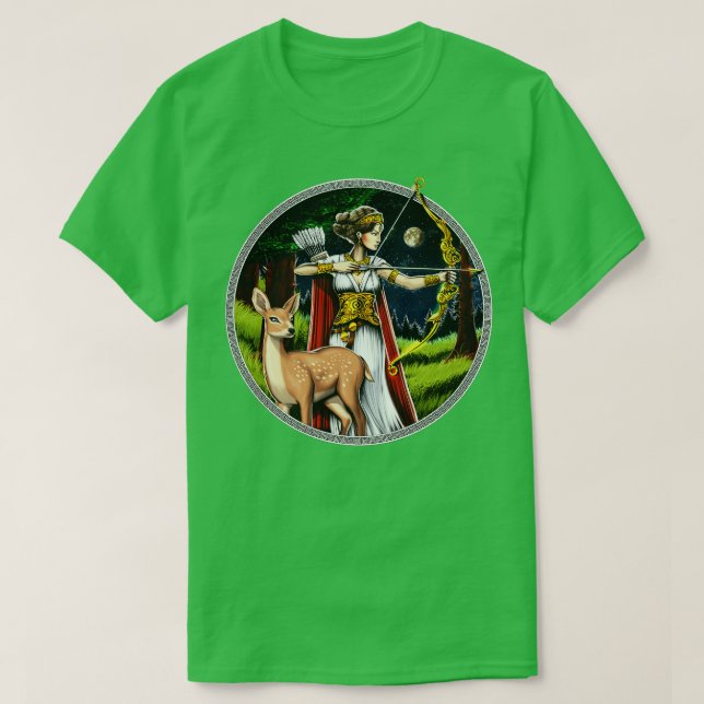 Artemis Greek Hunter Goddess T-Shirt (Design Front)