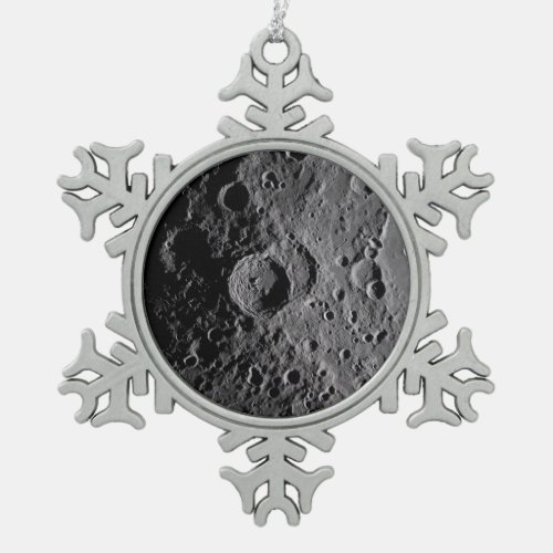 Artemis II Lunar Craters Snowflake Pewter Christmas Ornament
