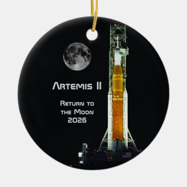 Artemis II Moon Mission Ceramic Ornament (Front)