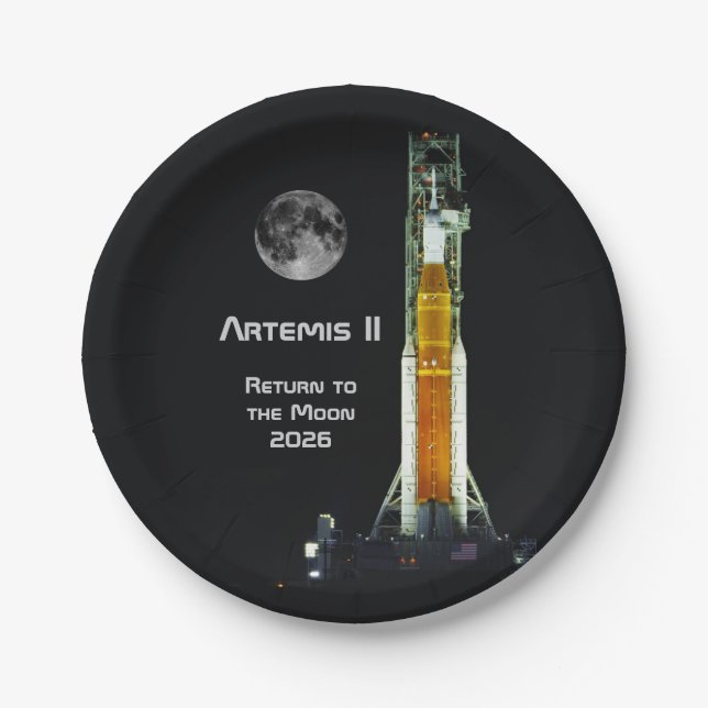 Artemis II Moon Mission Paper Plates (Front)