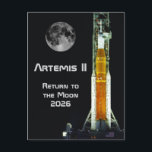 Artemis II Moon Mission Postcard<br><div class="desc">This Artemis II mission marks to return of humankind to the vicinity of the Moon after a lapse of over 50 years. This 10 day mission will carry four astronauts on a free-return trajectory around the Moon and back to Earth. The spacecraft consists of the NASA SLS Space Launch System...</div>