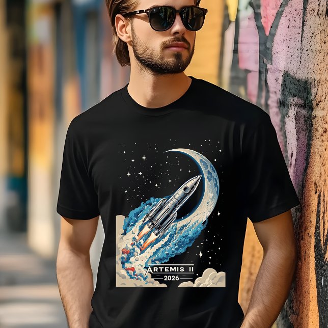 Artemis II NASA Moon Mission Cosmic Rocket Art T-Shirt (Creator Uploaded)