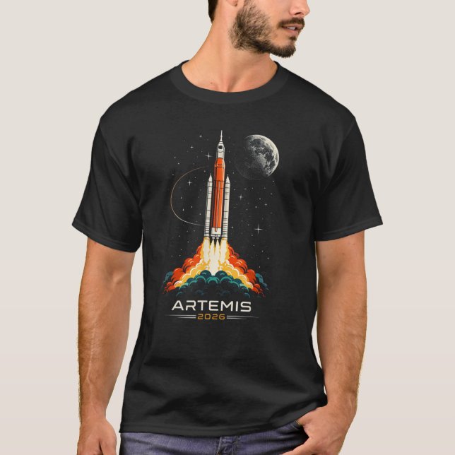 Artemis II Space Rocket Launch Mission T-Shirt (Front)