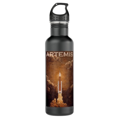 Artemis Launch SLS Moon Orbit Space Da Vinci  Stainless Steel Water Bottle