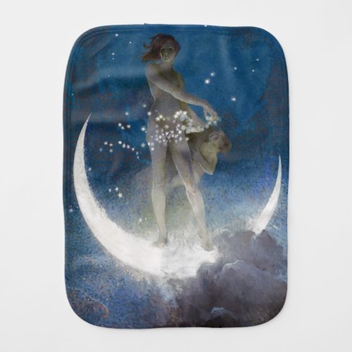Artemis Moon Goddess Scattering Night Stars Baby Burp Cloth