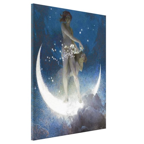 Artemis Moon Goddess Scattering Night Stars Canvas Print