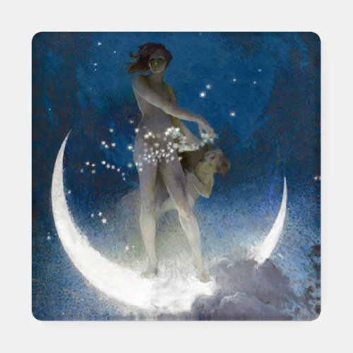 Artemis Moon Goddess Scattering Night Stars Coaster Set