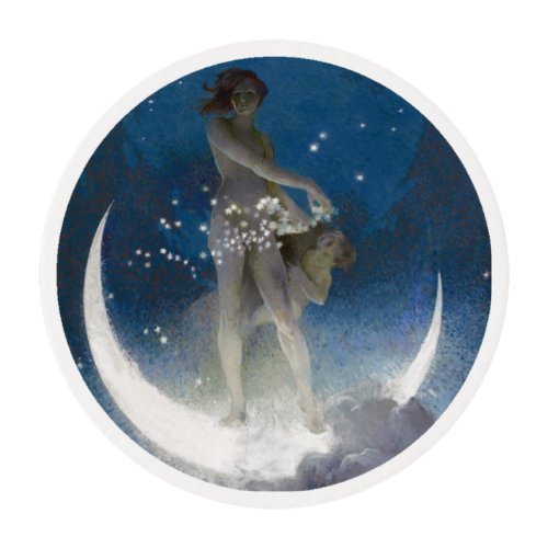 Artemis Moon Goddess Scattering Night Stars Edible Frosting Rounds