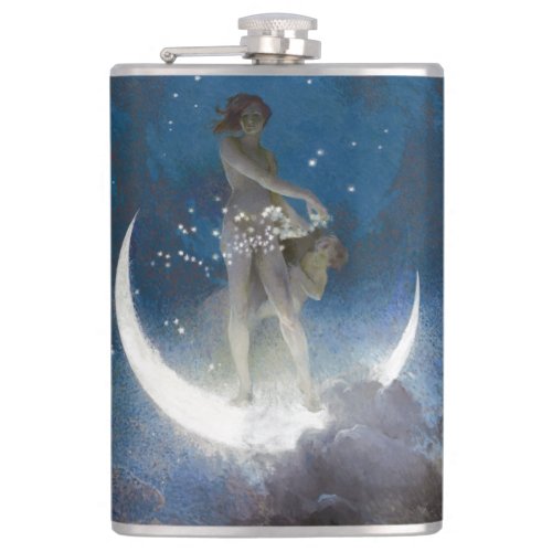 Artemis Moon Goddess Scattering Night Stars Flask