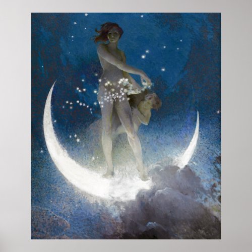 Artemis Moon Goddess Scattering Night Stars Poster