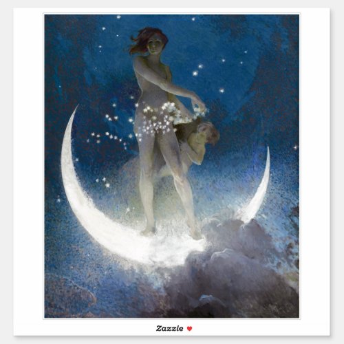 Artemis Moon Goddess Scattering Night Stars Sticker