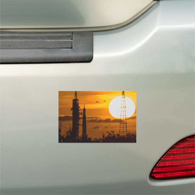 Artemis Moon Rocket at Dawn Car Magnet (In Situ)